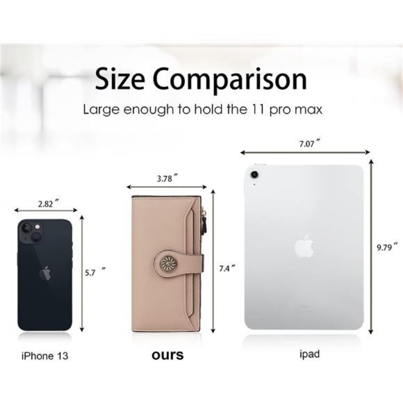 Womens RFID Blocking Large Capacity Luxury Waxed Genuine Leather Clutch Wallet - Picture 2 of 6